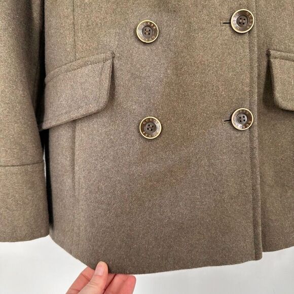 Vintage Y2K Guess Military Melange Green Wool Blend Pea Coat Medium Safari - Picture 4 of 16